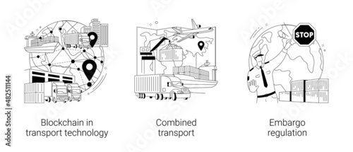 Commercial transportation industry abstract concept vector illustrations.