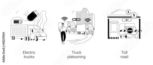 Modern transportation abstract concept vector illustrations.