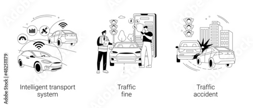 Traffic control abstract concept vector illustrations.