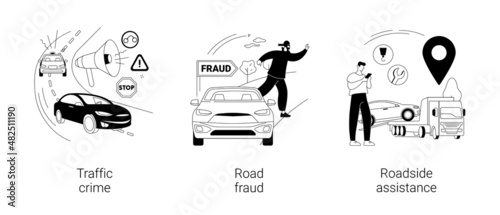 Troubles on the road abstract concept vector illustrations.