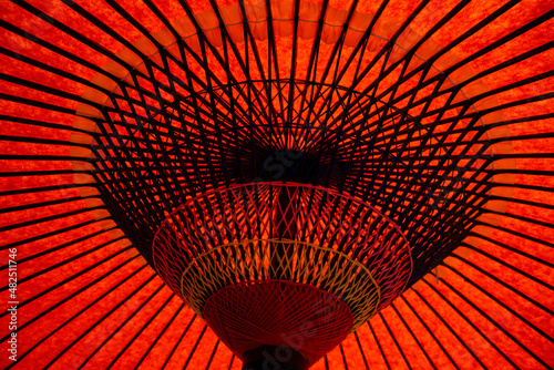 View from underneath japanese umbrella