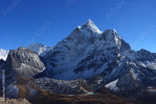 amadablam mountain is one of the popular mountain in Everest region Nepal. and the best view can be seen from nagartsang hill dingboche photo