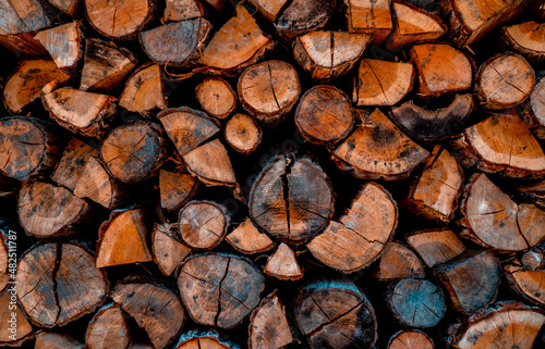 Background Shot of Firewood logs stacked up