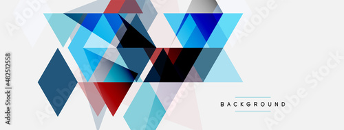Color triangles composition, geometric abstract background. Techno or business concept, pattern for wallpaper, banner, background, landing page
