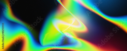 the abstract rainbow pattern on black. the dynamic movement of the light for copy space and background. glow illustration for design element. photo