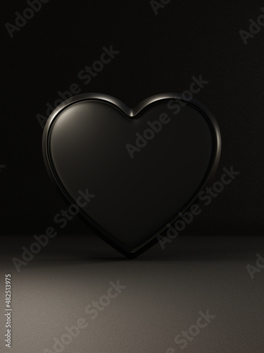 3D rendering Happy Valentine's Day, three-dimensional heart and Background Black color, vertical image wallpaper