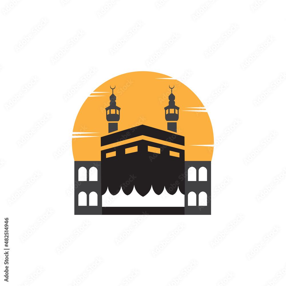 Kaaba in Mecca for Hajj and Umrah logo design vector icon illustration graphic creative idea