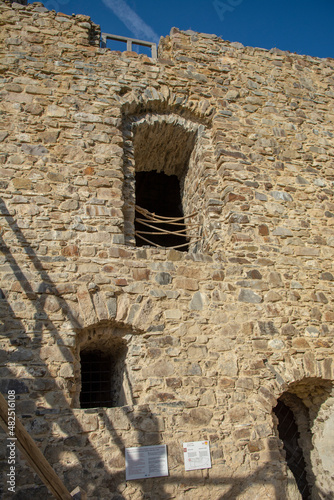 Ruins of medieval gothic castle Reviste. Revistske Podzamcie castle. Slovakia. © Stefan