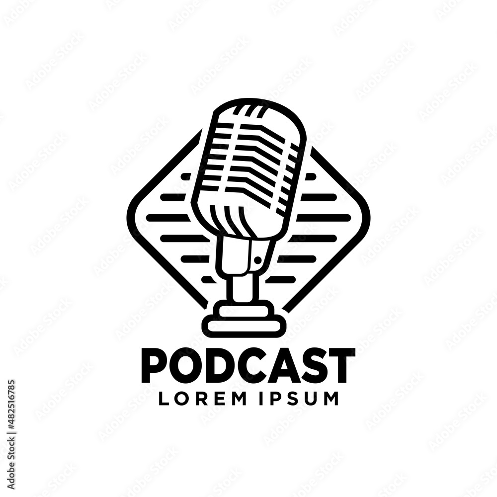 Podcast radio icon. Studio microphone. Webcast audio record concept logo. Podcast with microphone logo inspiration. design template, vector illustration. Podcast radio icon. Studio microphone. Webcast audio record concept logo. Podcast with microphone logo inspiration. design template, vector illustration.