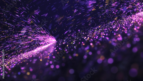 Purple welding spark particles glamour abstract background.