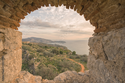View through an ancient window of the fortress of Palamidi  photo