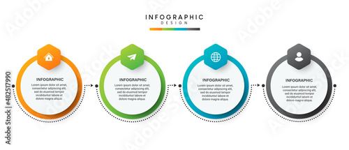 Steps business timeline process infographic template design with icons