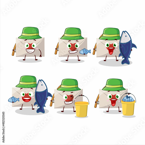 A fisherman love envelope cartoon picture catch a big fish
