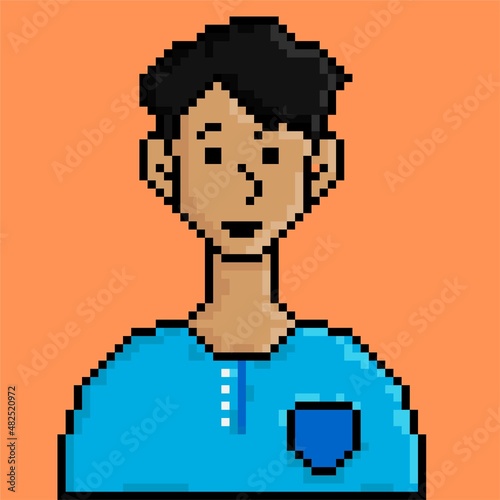 Pixel art style people character illustration