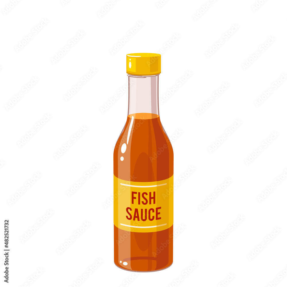 Fish sauce bottle. Vector illustration cartoon icon isolated on white background . Fish sauce bottle. Vector illustration cartoon icon isolated on white background .