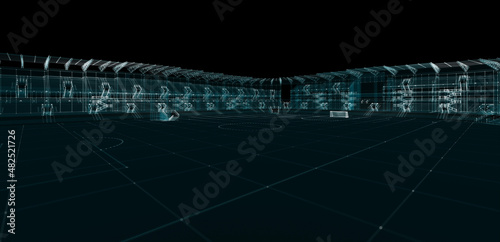 Fotografiet Universal Stadium Hologram. Sport and Technology Concept