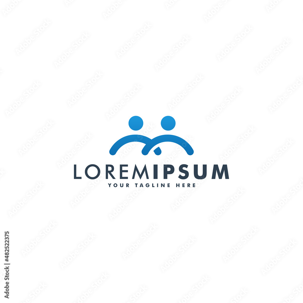 Human logo, mutual aid icon, people together abstract logotype Human logo, mutual aid icon, people together abstract logotype