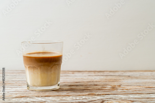 glass of latte coffee, coffee with milk