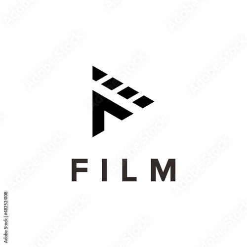initials letter f and film simple sleek creative geometric modern logo design