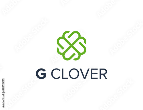 initials letter g and clover simple sleek creative geometric modern logo design