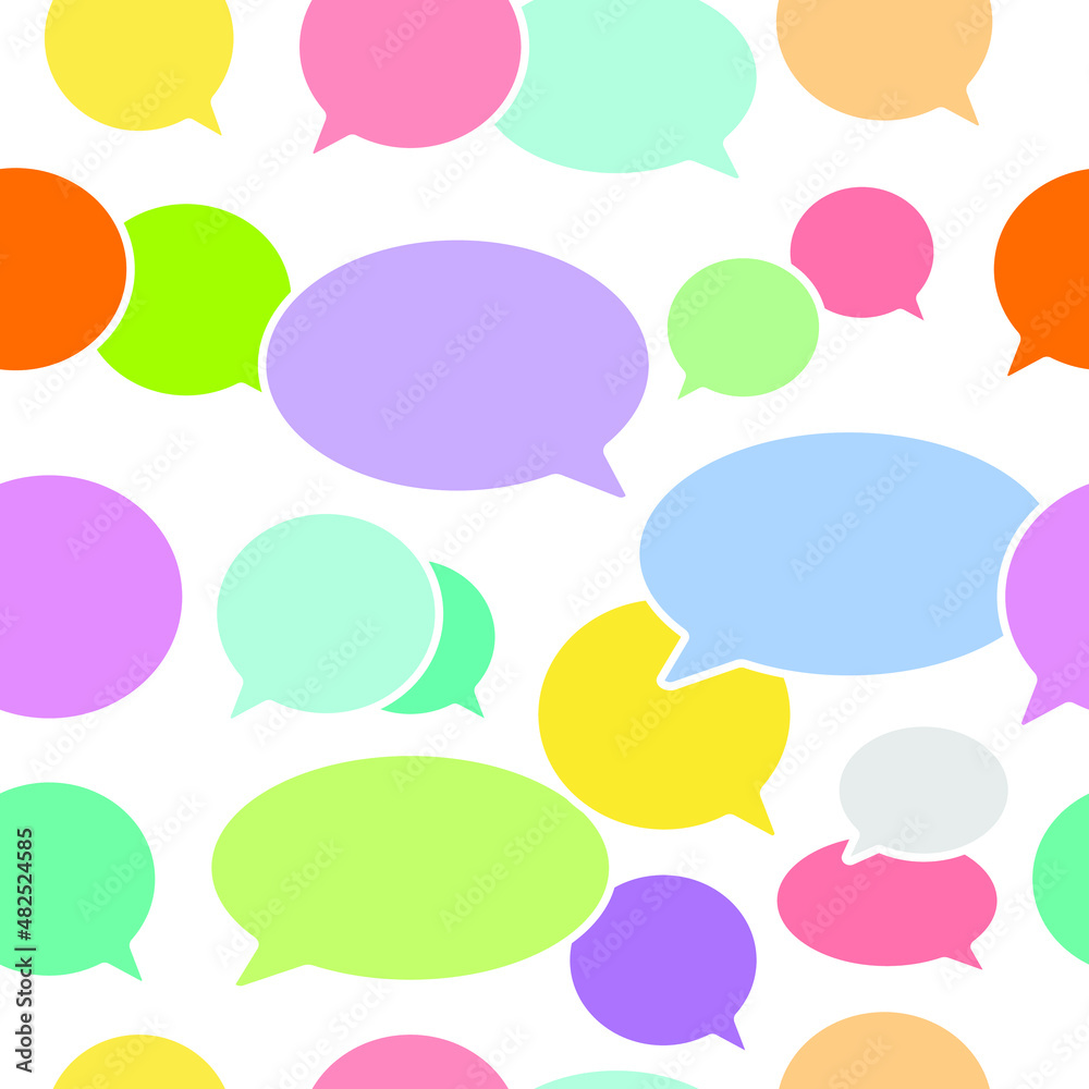 Colorful speech bubbles textured seamless pattern Speech bubbles pattern Conversation bubbles repeatable pattern For wallpapers, Card banner background template, wrapping paper, fabric textile prints Colorful speech bubbles textured seamless pattern Speech bubbles pattern Conversation bubbles repeatable pattern For wallpapers, Card banner background template, wrapping paper, fabric textile prints