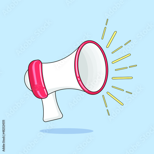 Vector Loudspeaker illustration. Flat design element. Isolated Loudspeaker in cartoon style. Communication, social media, propaganda concept or else.