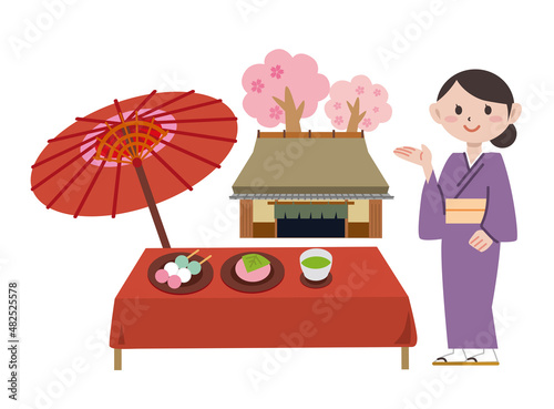 春の桜　花見茶屋 