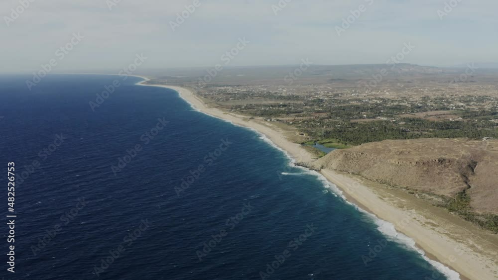 Drone aerial of the city Playa Todos Santos in Baja, Mexico