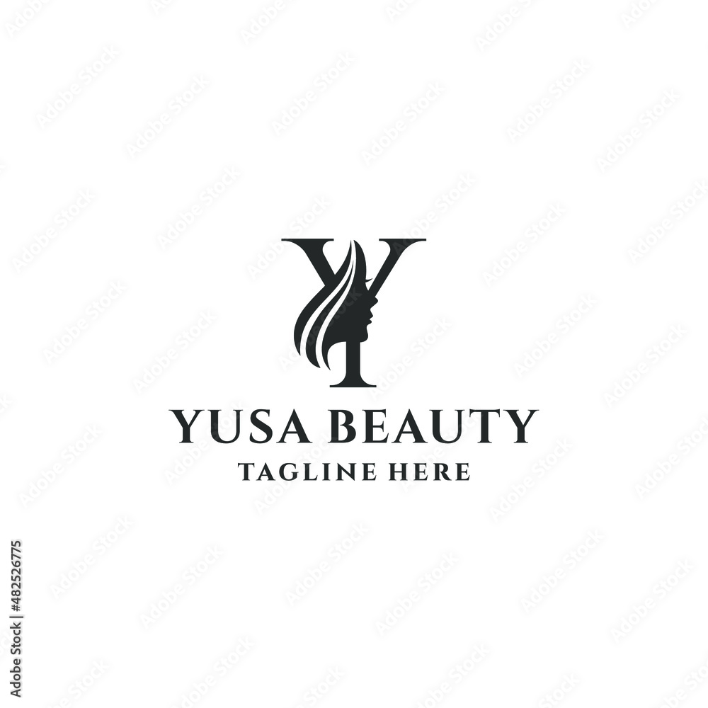 Fototapeta premium letter Y and beauty woman logo concept vector stock illustration