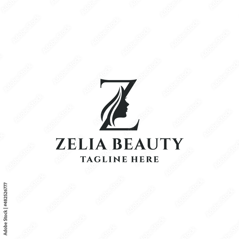 letter z and beauty woman logo concept vector stock illustration letter z and beauty woman logo concept vector stock illustration