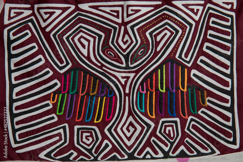 Mola Guna design of an Indigenous woman from Guna Yala Panama