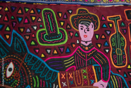 Mola Guna design of an Indigenous woman from Guna Yala Panama photo