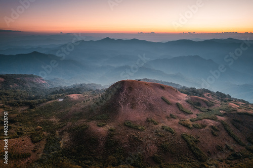 early morning mountain from above before sunrise