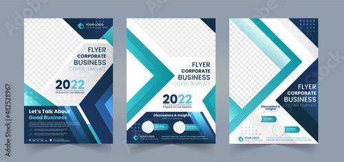 Online business and corporate flyer pamphlet brochure or poster design set a4 layout space with editable photo background template