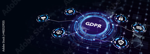 GDPR Personal data protection regulation cyber security. Business, Technology, Internet and network concept. 3d illustration