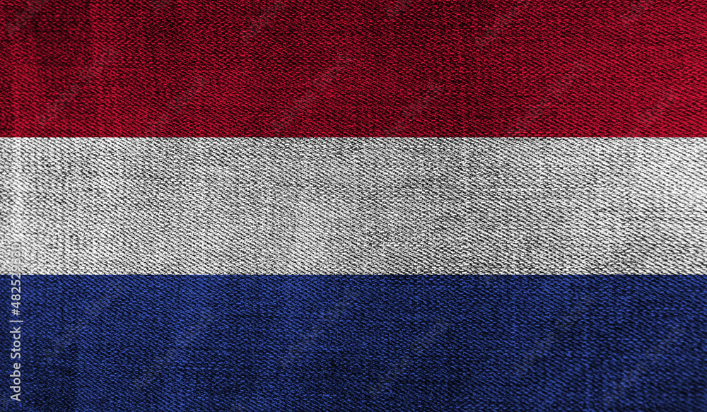 Netherlands flag on knitted fabric. 3D-image Netherlands flag on knitted fabric. 3D-image