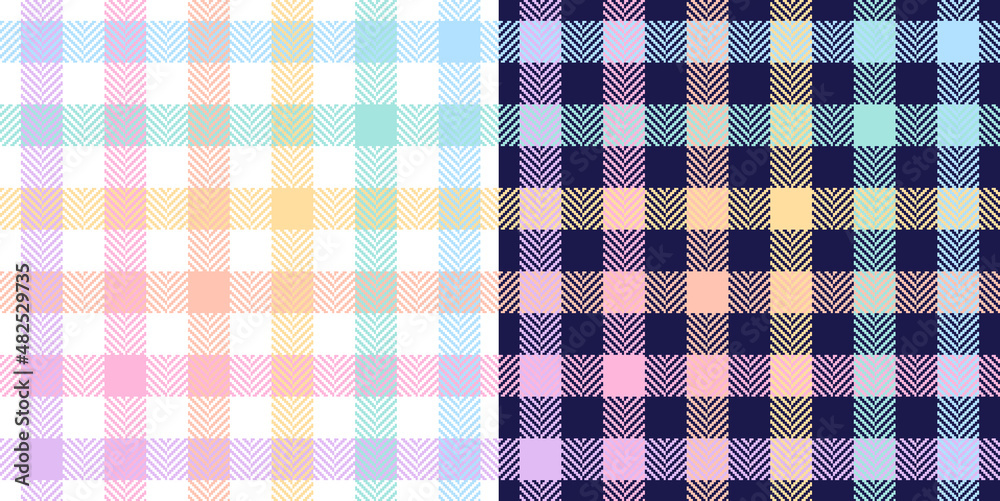 Pastel Pink, Green, Blue, and Yellow Gingham Check Fabric Squares