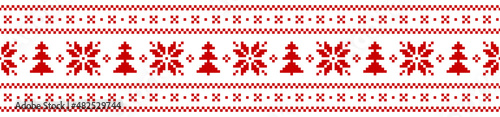 Tablou canvas Christmas fair isle pattern for washi tape in red and white