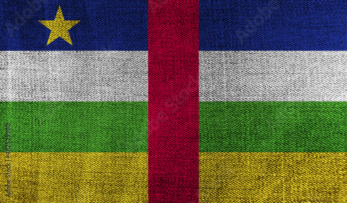 Central African Republic flag on knitted fabric. 3D-image photo