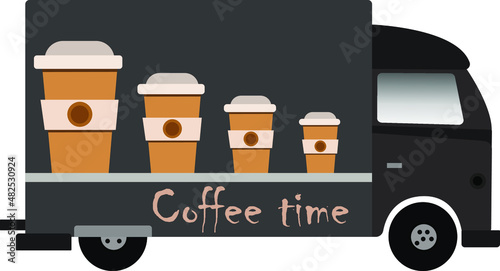 vector illustration of truck with title coffee time