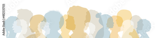 People of different ethnicities stand side by side together. Flat vector illustration.
