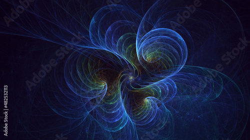 3D rendering abstract multicolor fractal light background