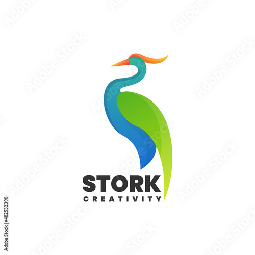 Fototapeta Naklejka Na Ścianę i Meble -  Vector Logo Illustration Stork Gradient Colorful Style.