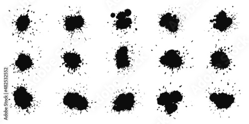 Abstract black ink splashes collection 