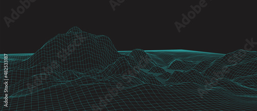 3D rendered illustration of terrain wireframe mesh