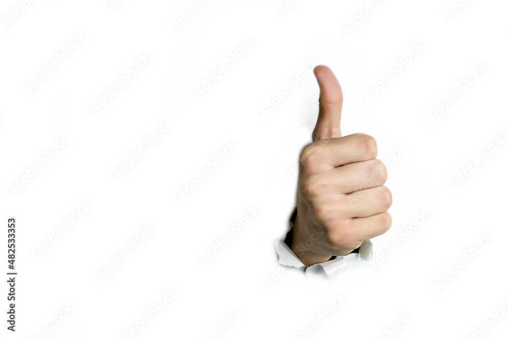 Thumb at the top on a white background. Thumb at the top on a white background.