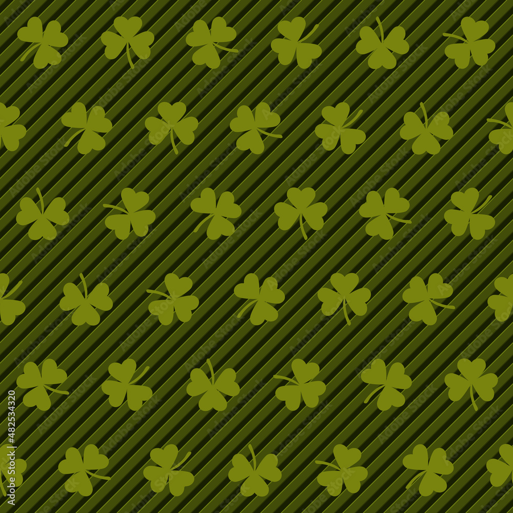 shamrock shapes on green striped repetitive background. vector seamless pattern. saint patrick's day. fabric swatch. wrapping paper. continuous print. design template for textile, home decor, apparel shamrock shapes on green striped repetitive background. vector seamless pattern. saint patrick's day. fabric swatch. wrapping paper. continuous print. design template for textile, home decor, apparel