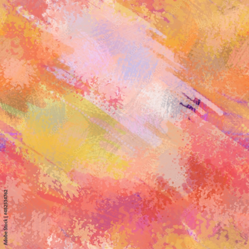Seamless pattern of abstract spots of pink and yellow shades on a red background for textiles, for covers. Seamless pattern of abstract spots of pink and yellow shades on a red background for textiles, for covers.
