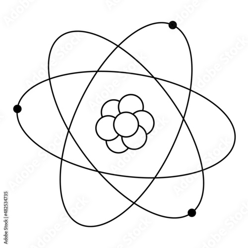 Hand-drawn image of an atom. Electrons orbiting around the nucleus.