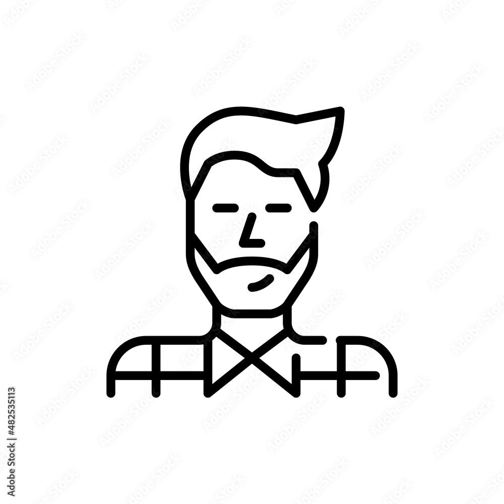 Bearded hipster man wearing a plaid shirt. Pixel perfect, editable stroke avatar icon Bearded hipster man wearing a plaid shirt. Pixel perfect, editable stroke avatar icon